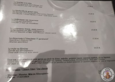 Carta Restaurante Au Cheval Noir en Ribeauvillé